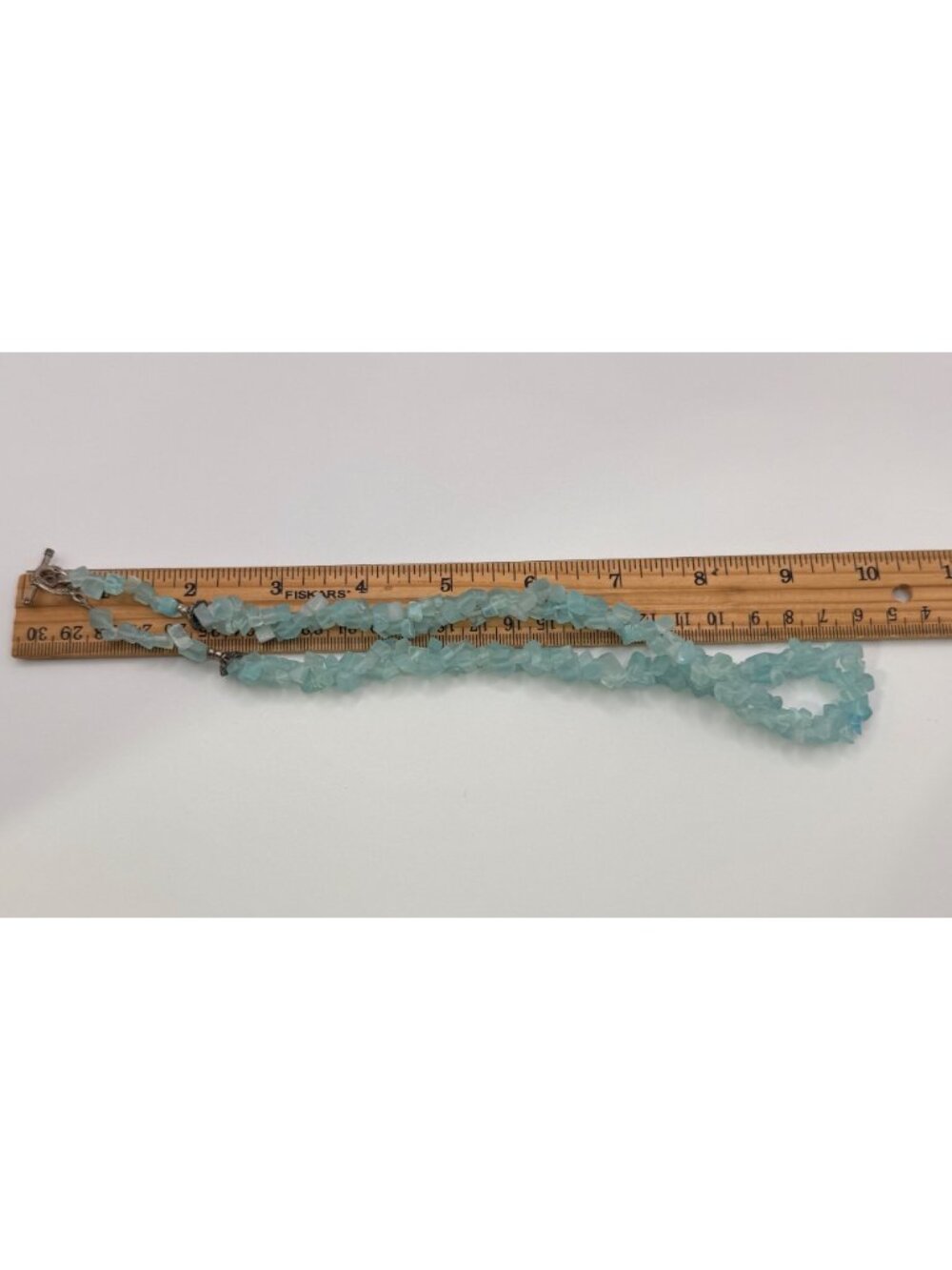 Aqua Satin Glass Double Strand Necklace 20” Twisted Beaded Vintage Style - Picture 7 of 7
